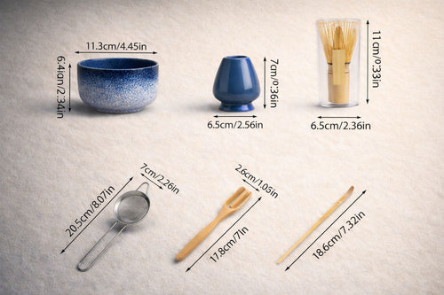 6pcs Traditional Japanese Matcha Set-Kiln Blue