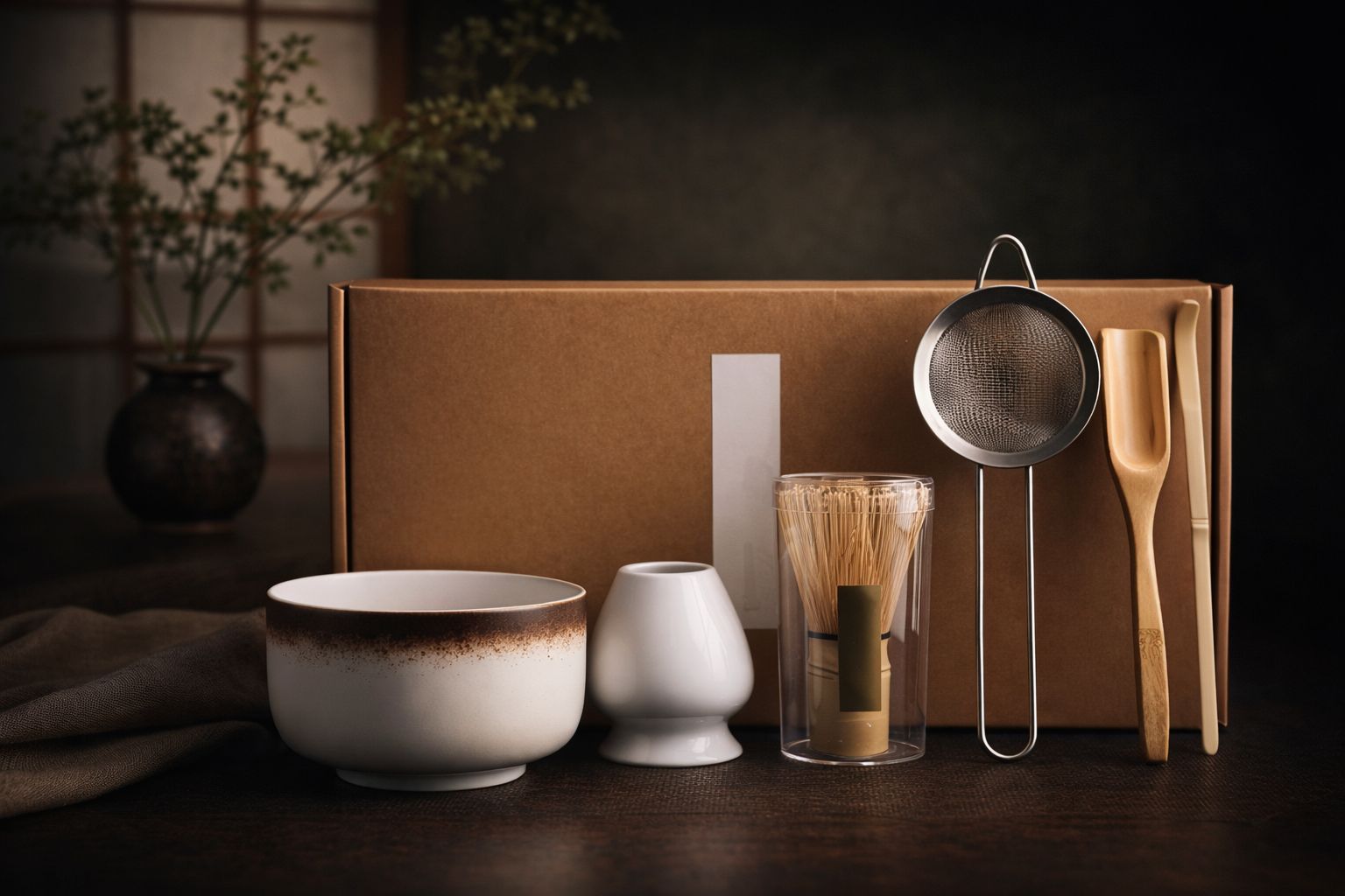 6pcs Traditional Japanese Matcha Set-Kiln White