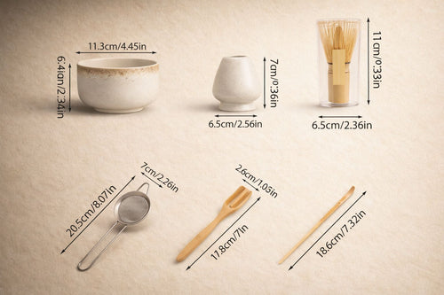 6pcs Traditional Japanese Matcha Set-Kiln White